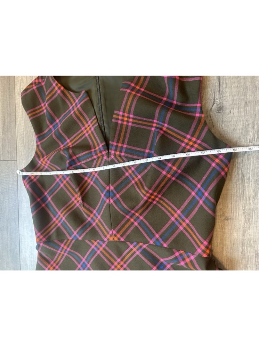 Trina Turk Delightful Dress A Line Plaid Dress Size 10 Brown Pink Wedding Guest - Picture 13 of 16